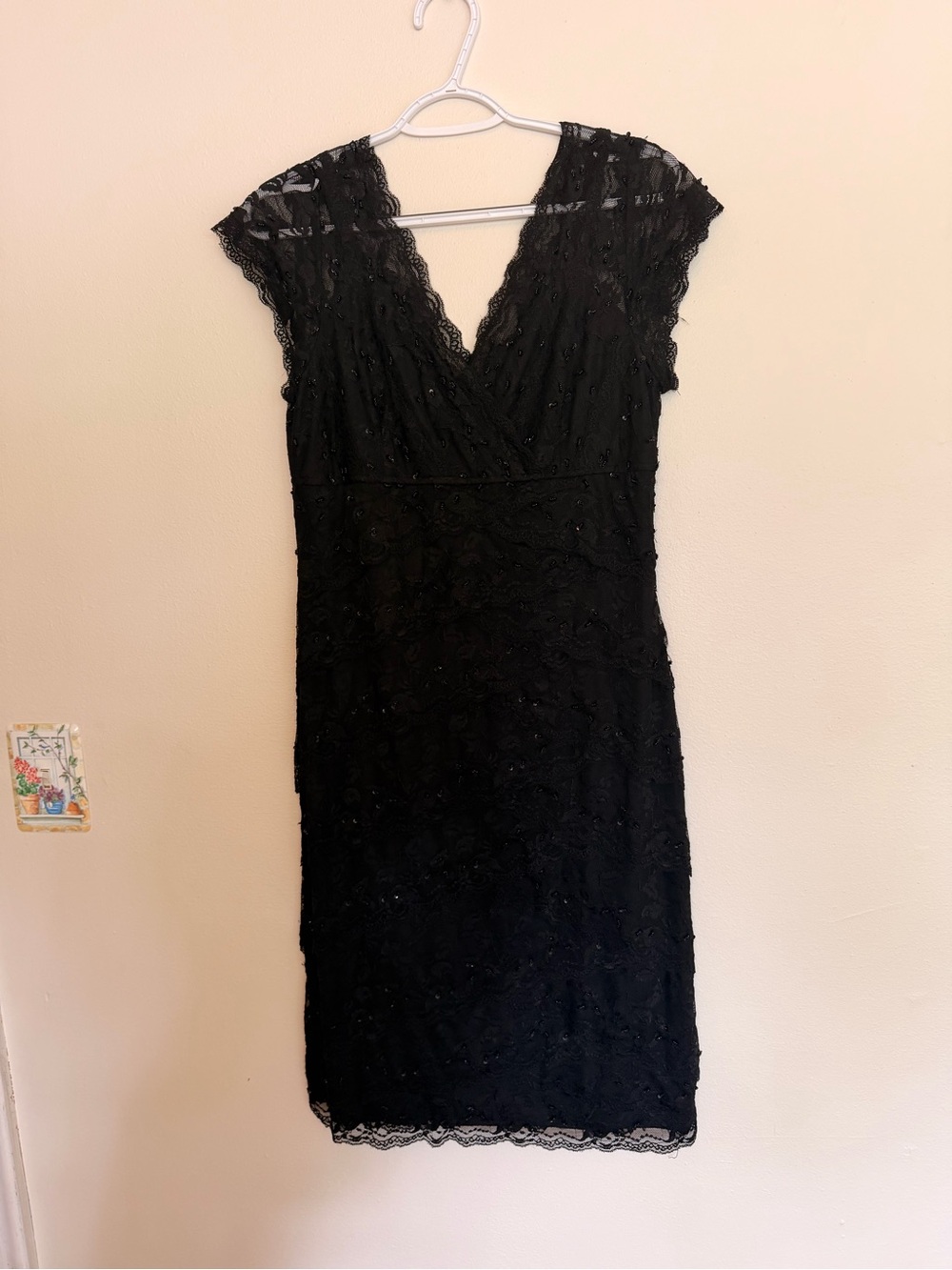 Marina black lace beaded dress size 12 - Picture 5 of 14